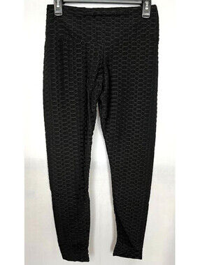 Black Workout Leggings-Women's Size Medium, Textured, Made by Letsfit ES8